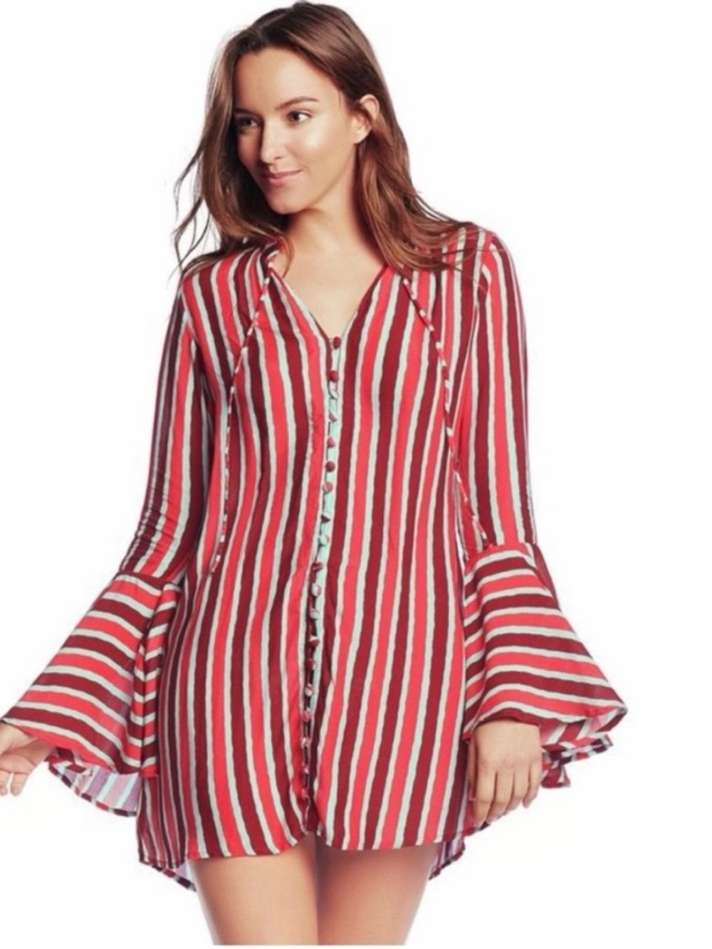 Maaji Red and White Striped Swim Coverup